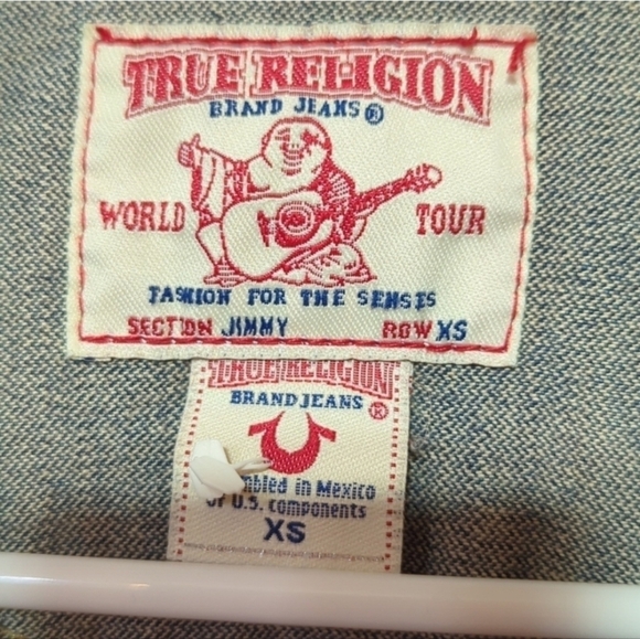 True Religion Jimmy Distressed Denim Jacket Size XS - Picture 8 of 8